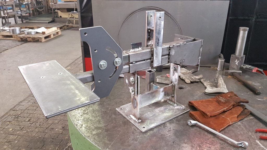 Belt grinder frame welded together
