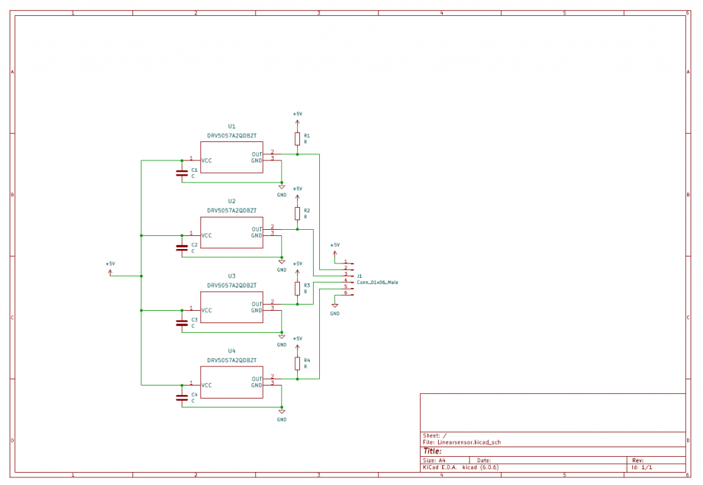 Version 1 Hall effect sensor PCB schematic